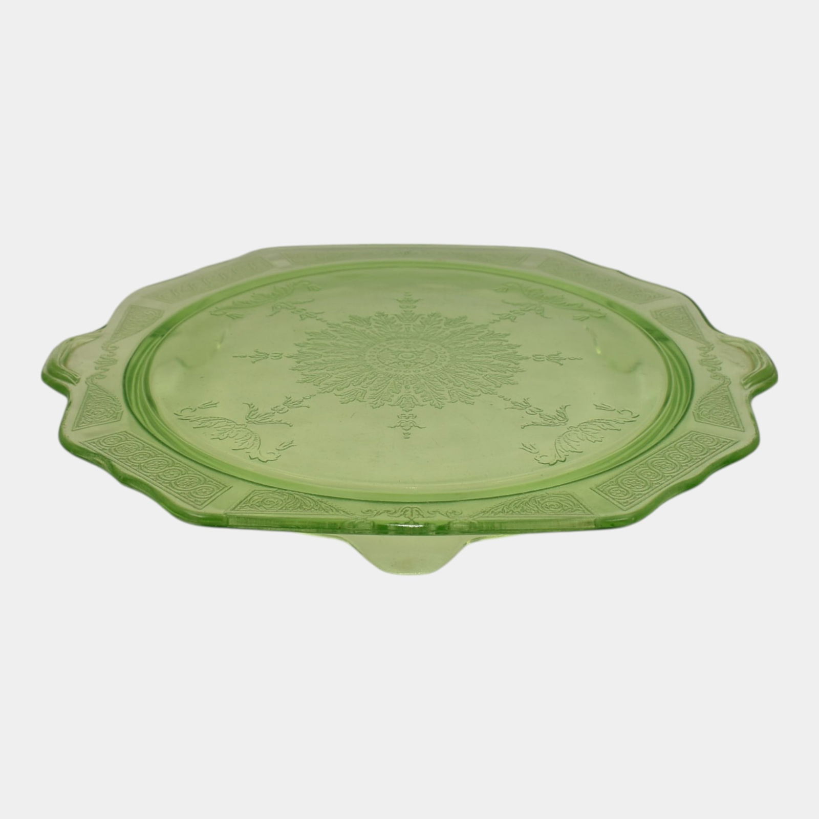 Anchor Hocking Princess Uranium Green Glass Cake Plate (1 of 4)