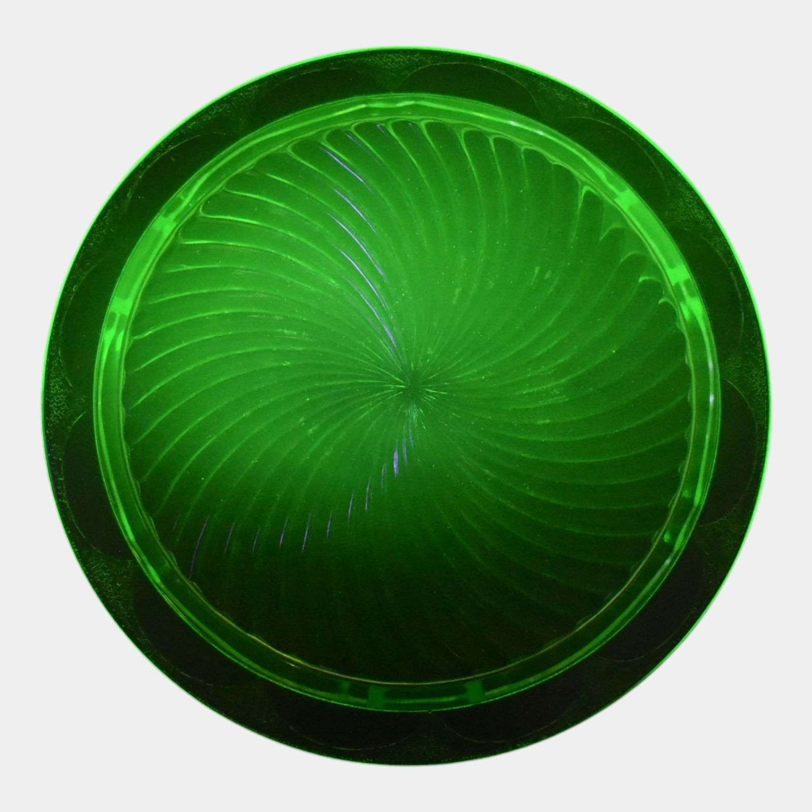Uranium Green Depression Glass Cake Plate (1 of 4)