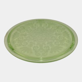 Vintage Uranium Green Glass Round Cake Stand