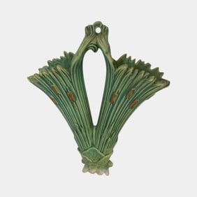 Weller Ardsley 1920s Art Pottery Green Double Wall Pocket