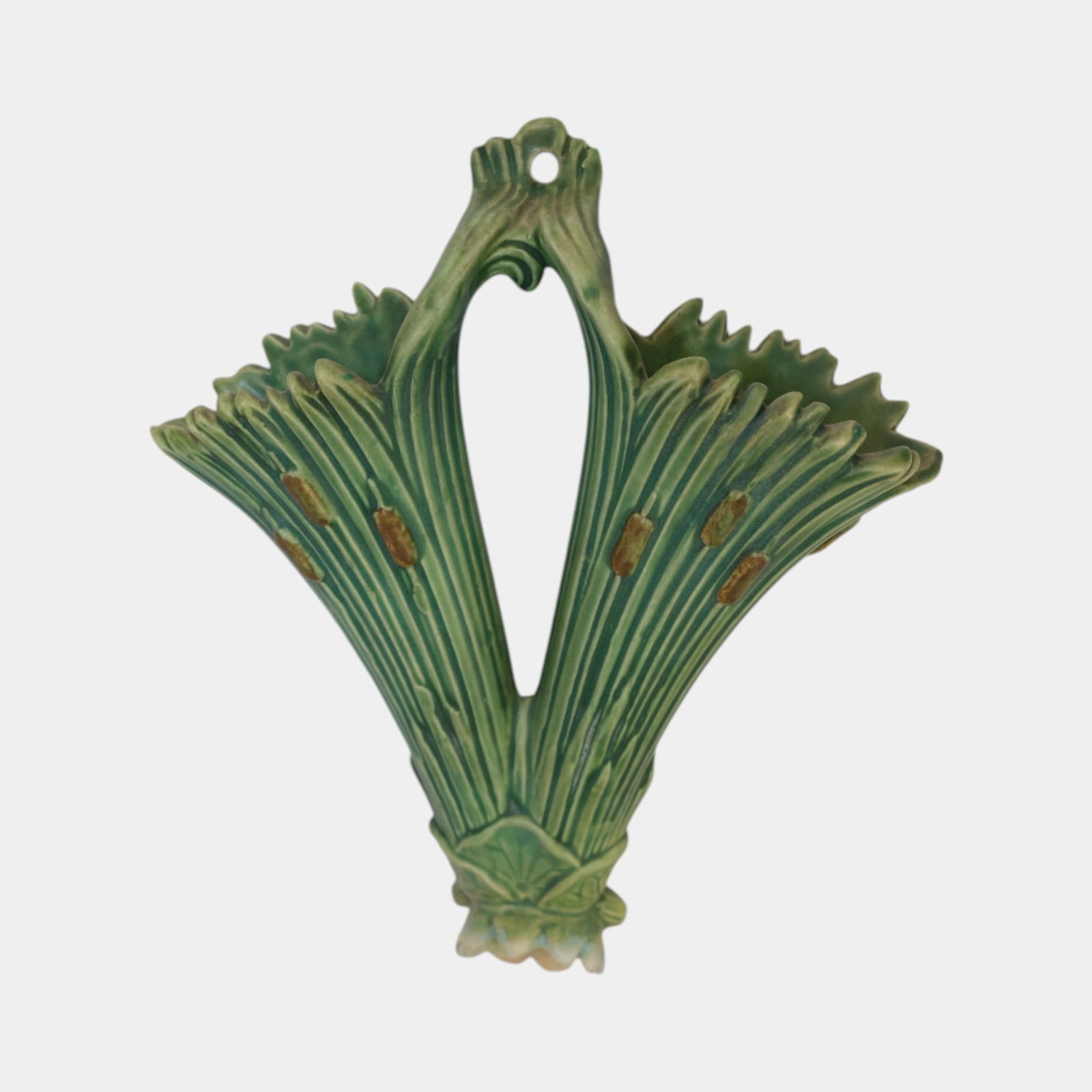 Weller Ardsley 1920s Art Pottery Green Double Wall Pocket (1 of 7)