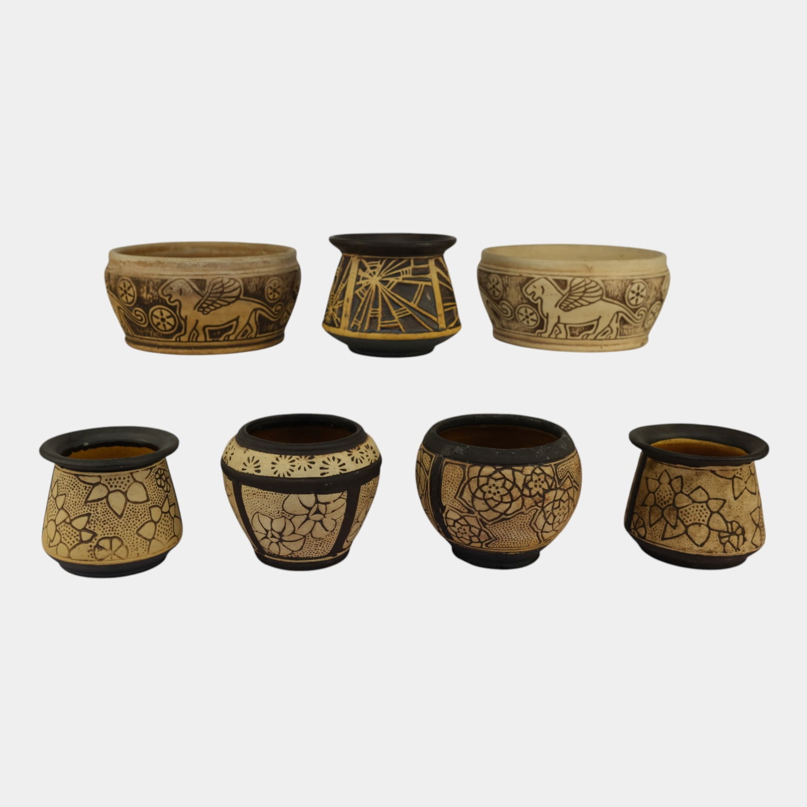 Weller Knifewood Burntwood Vintage Art Pottery Color Ceramic Vases Bowls (1 of 6)