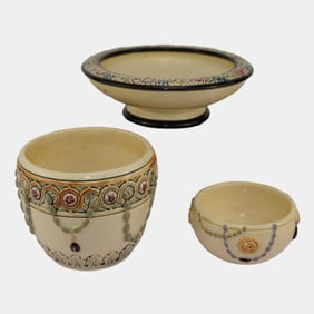 Weller Pearl Vintage Art Pottery Color Ceramic Bowls And Planter