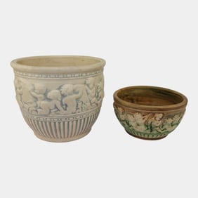 Weller Fairfield Vintage Art Pottery Ceramic Bowl And Jardiniere