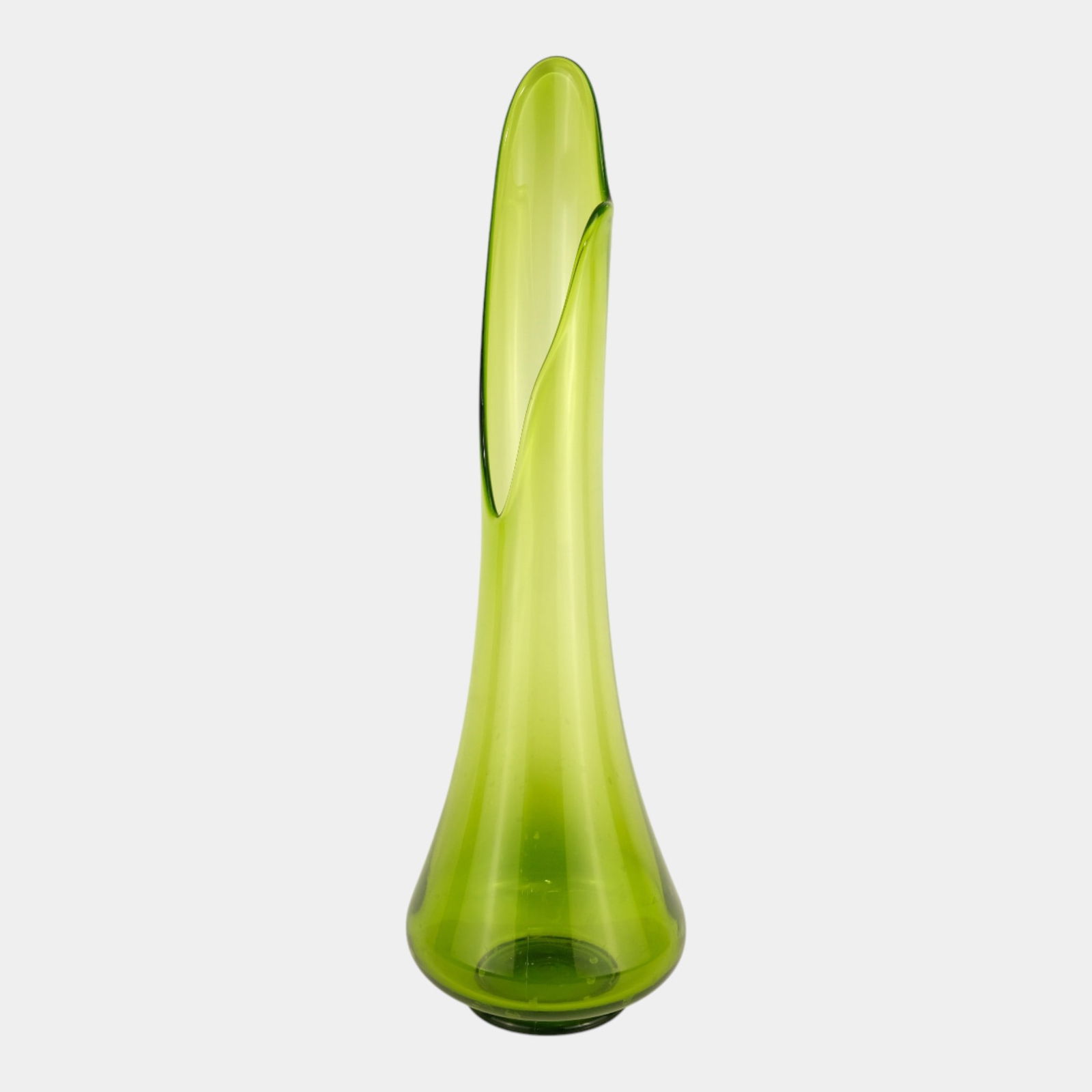 LE Smith Mid Century Modern Avocado Green Art Glass 22" Tall Swung Vase (1 of 3)