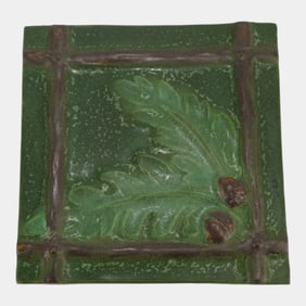 Ephraim Faience 2002 Arts And Craft Matter Green Backyard Oak Art Pottery Tile