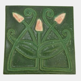 Ephraim Faience 2001 Art And Crafts Matte Green Reverie Art Pottery Tile