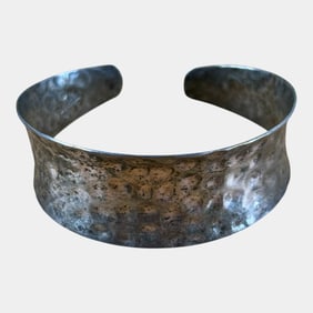 Hand Hammered Arts And Crafts Sterling Silver Cuff Bracelet