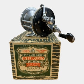 Pflueger USA Vintage 1885 Interocean Black Bakelite Surf Casting Fishing Real