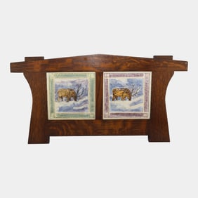 Ephraim Faience 2002 Art Pottery Snowy Mountain Elk Tiles Experimental Glaze