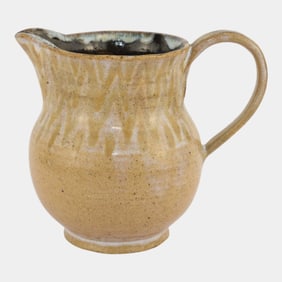 Gawaine Dart Studio Pottery 1950s Geometric Drip Glaze Pitcher First Signature