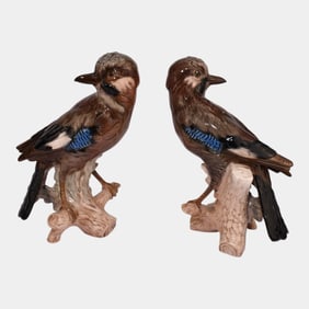 Goebel W. Germany 1968 Black Throated Jay Birds Porcelain Figurines