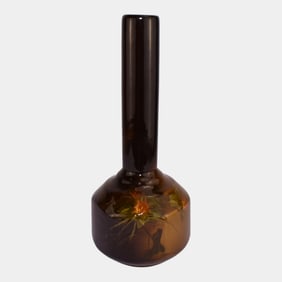 J.B. Owens Utopian Early 1900s Bulbous Hexagon Tall Neck Art Pottery Floral Vase