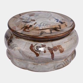 John Glick (1938-2017) Plum Tree Pottery Brown White Cover Jar Cannister