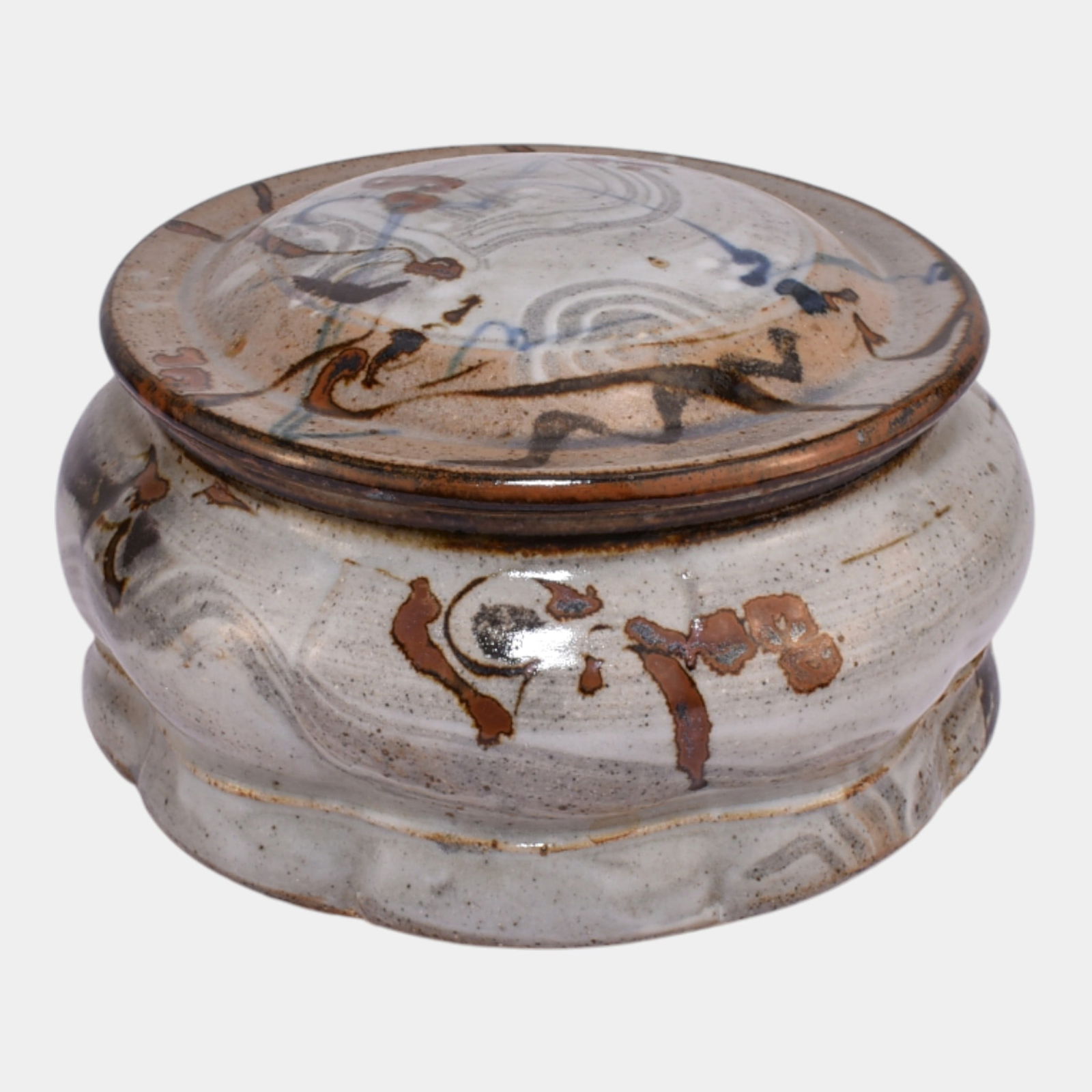 John Glick (1938-2017) Plum Tree Pottery Brown White Cover Jar Cannister (1 of 4)