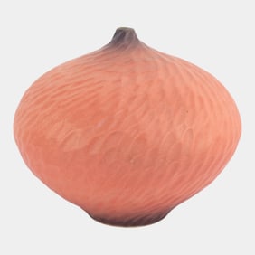 Paul Jeselskis Studio Pottery Mid Century Modern Bulbous Peach Textured Vase