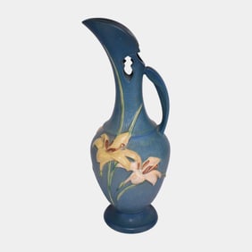 Roseville Zephyr Lily Green 1946 Mid Century Modern Art Pottery Ewer 24-15