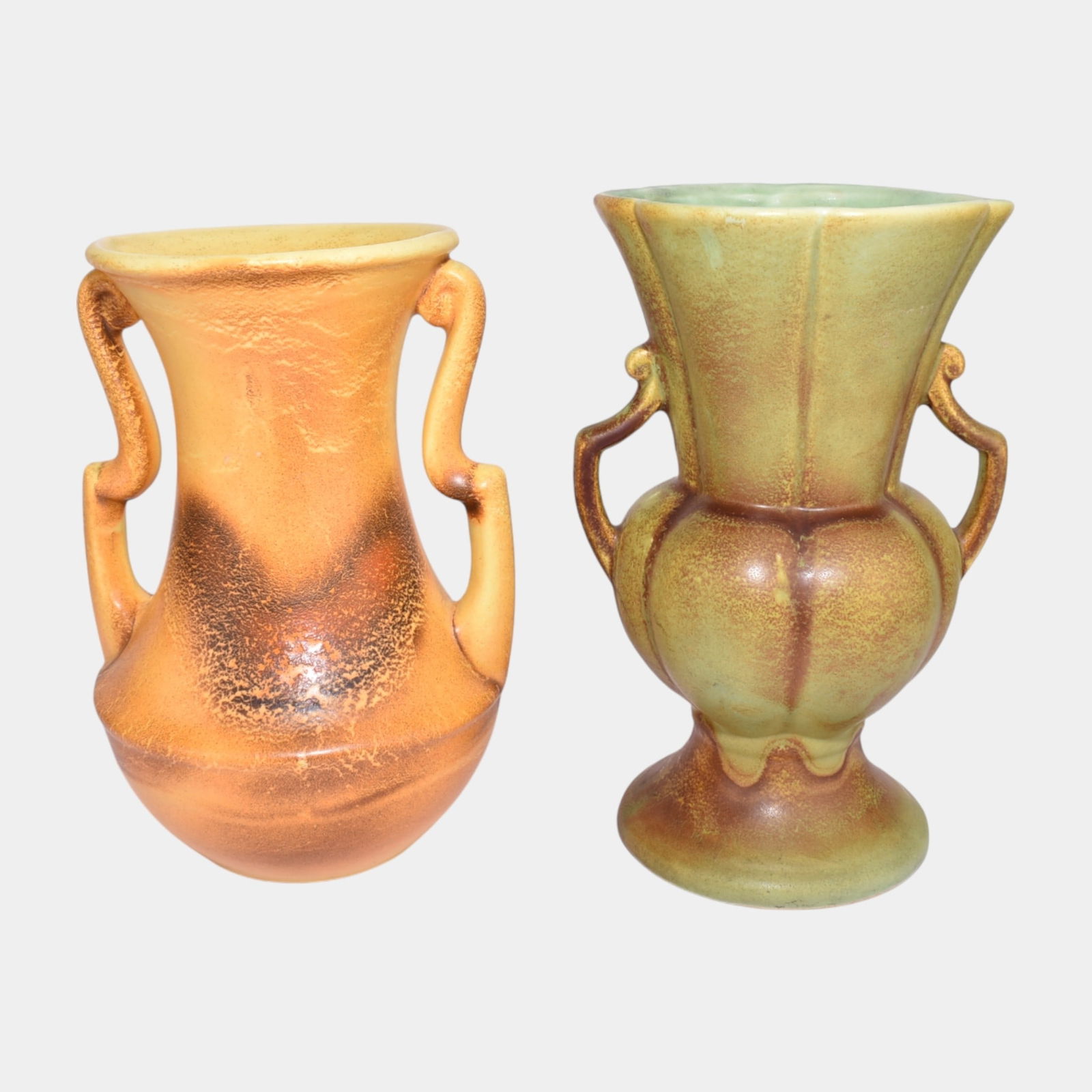Rumrill Art Deco Pottery Green Orange Vases (1 of 3)