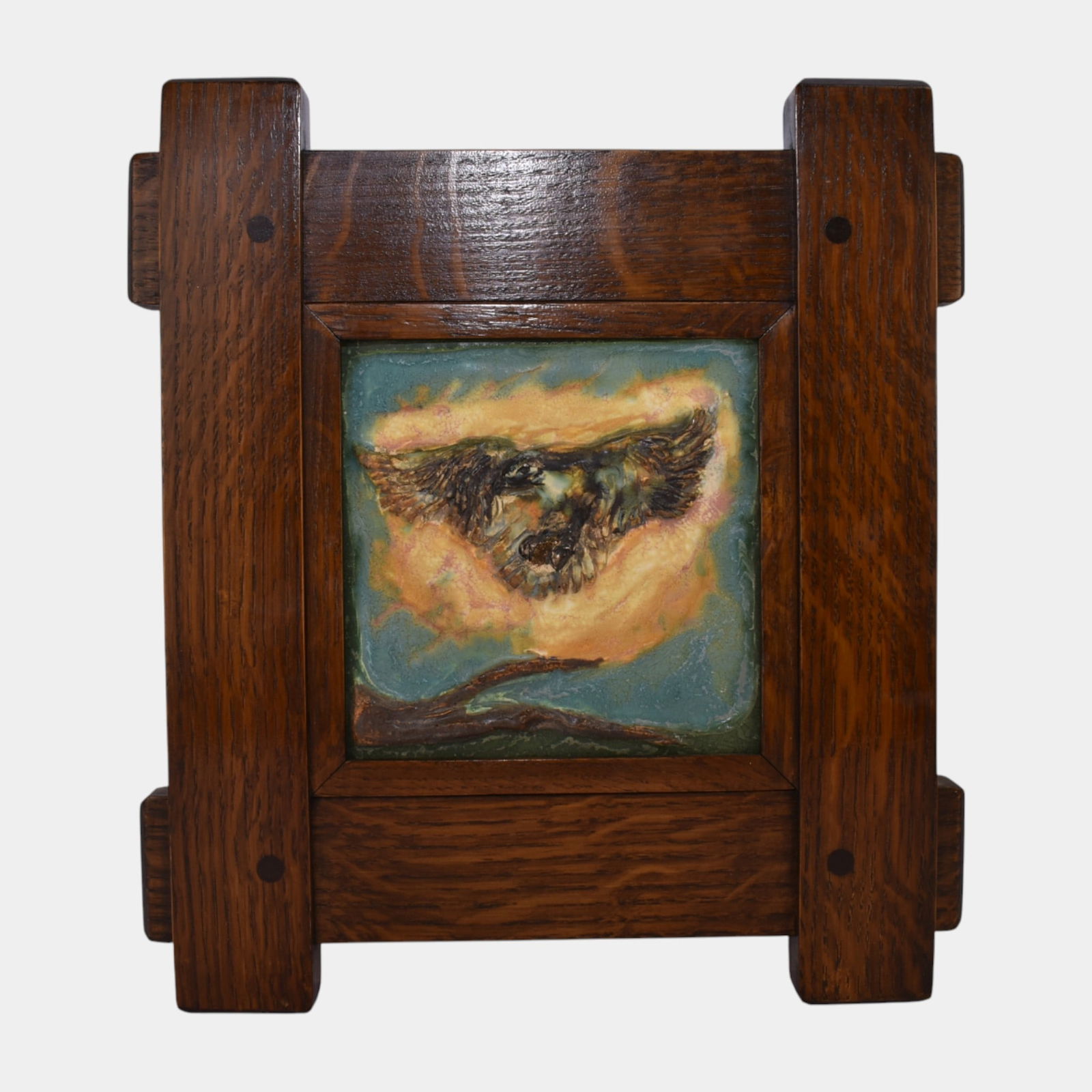 Ephraim Faience Hand Made Art Pottery Ceramic Eagle Tile: We offer in house shipping on all items. Plus spend $2000 on winning bids on qualified items and your shipping is free. Ephraim Faience Hand Made Art Pottery Ceramic Eagle Tile Great design and color