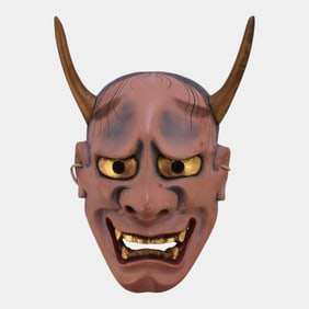 Japanese 19th Century Wood Carved Japanese Hannya Noh Mask