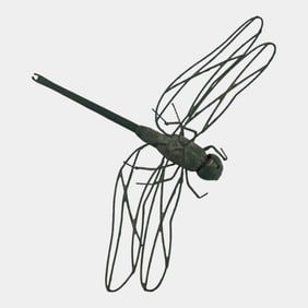 Metal Large Exquisite Hand Forged Green Dragonfly sculpture