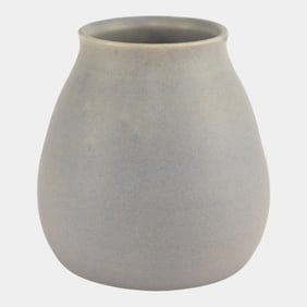 Ephraim Faience 1999 Arts And Crafts Bulbous Winter Blue Pear Vase