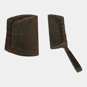 Early 20th Century Arts And Crafts Copper Crumb Sweeper And Catcher Set