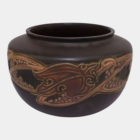 Roseville Rosecraft Vintage Brown 1925 Art and Crafts Pottery Bowl Vase
