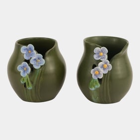 Ephraim Faience 2020 Pot Of The Week Miniature Matte Green Wildflower Vases