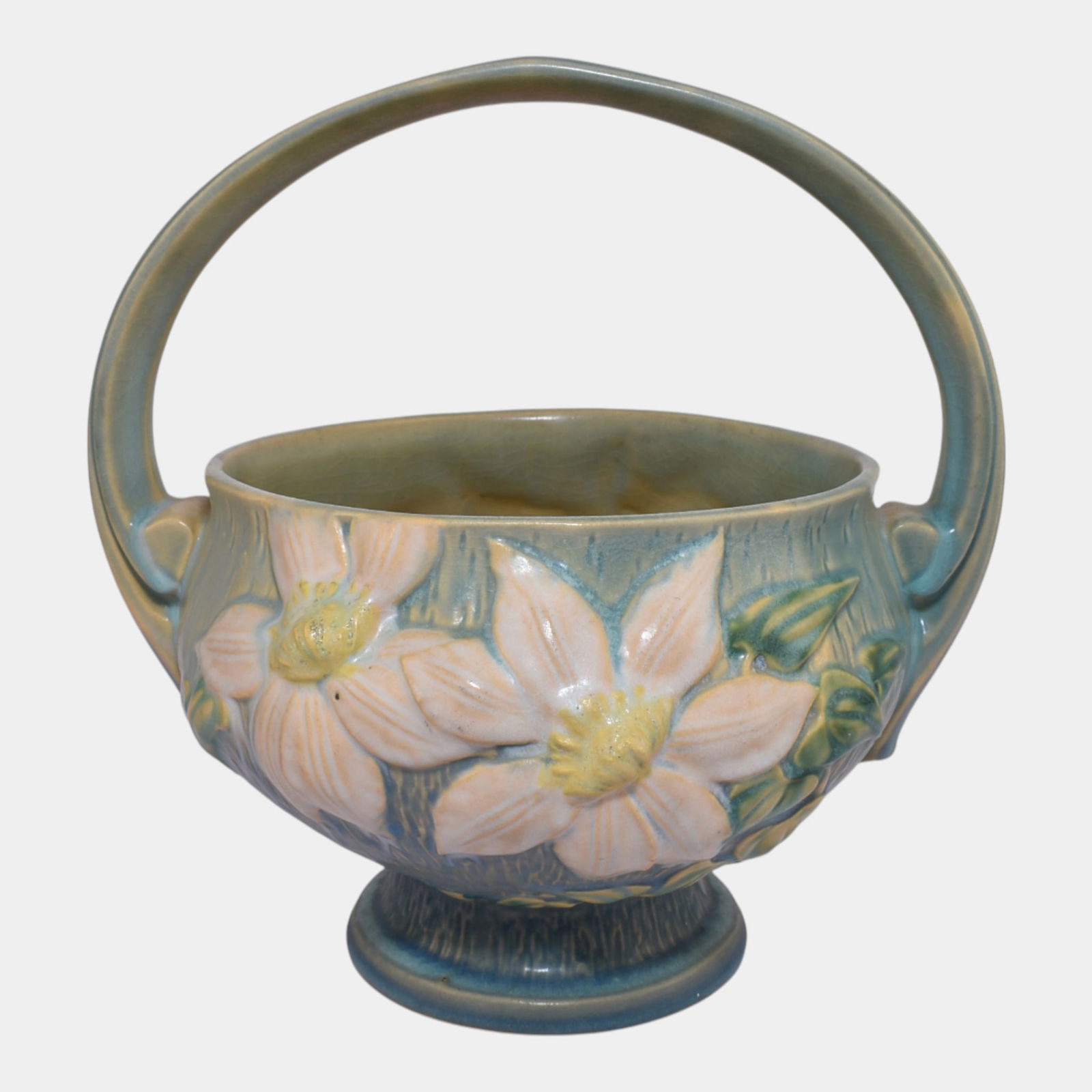 Roseville Clematis Blue 1944 Mid Century Modern Pottery Basket 389-10: We offer in house shipping on all items. Plus spend $2000 on winning bids on qualified items and your shipping is free. Roseville Clematis Blue 1944 Mid Century Modern Pottery Basket 389-10 Nice mold