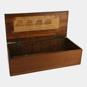 1900s Wooden Store Counter Display Seed Box With Slots For Slats