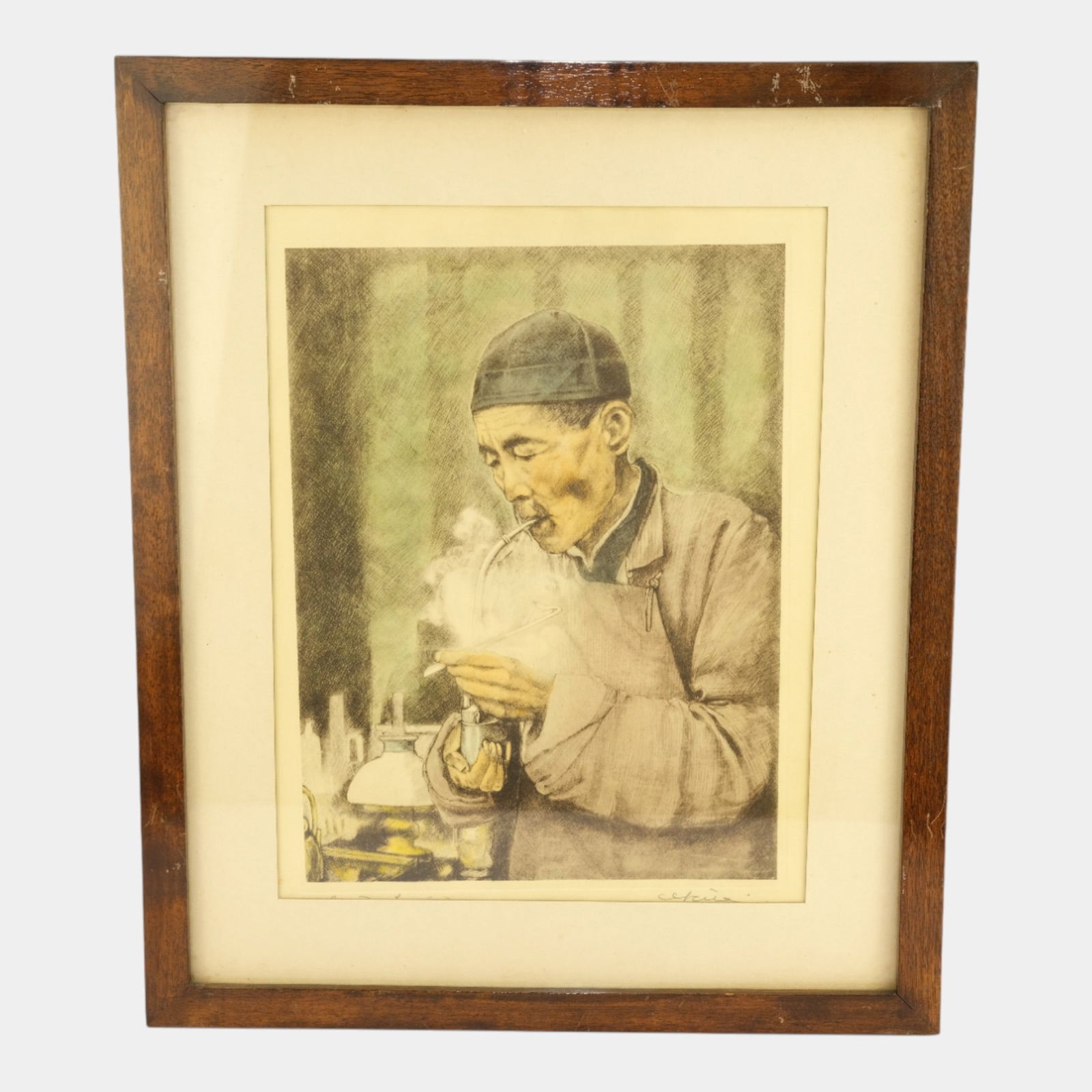 Willy Seiler (German 1903-1988) "Chinese Smoker" Framed Signed Print (1 of 3)