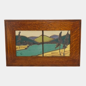 Shenfeld Studios 2006 Arts And Crafts Framed Scenic Mountain Landscape Tiles
