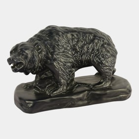 Mosaic Tile Company Zanesville Pottery Green Black Grizzly Bear Figurine Statue