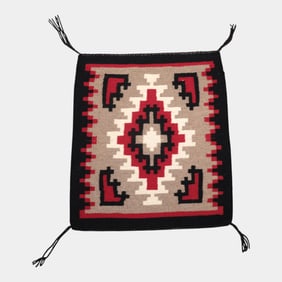 Navajo Ganado Finely Woven Geometric Stepped Center Diamond Mid Century Rug