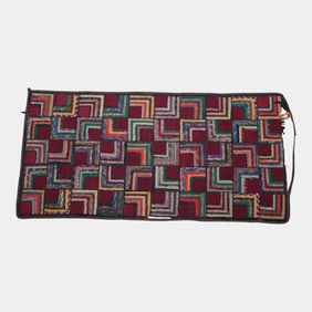 Early 20th Century American Hit And Miss Geometric Hand Hooked Rug