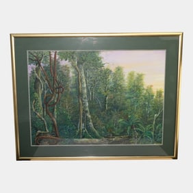 Mita Lozano P. (Peruvian, 20th Century) Water Color Jungle Painting 1994