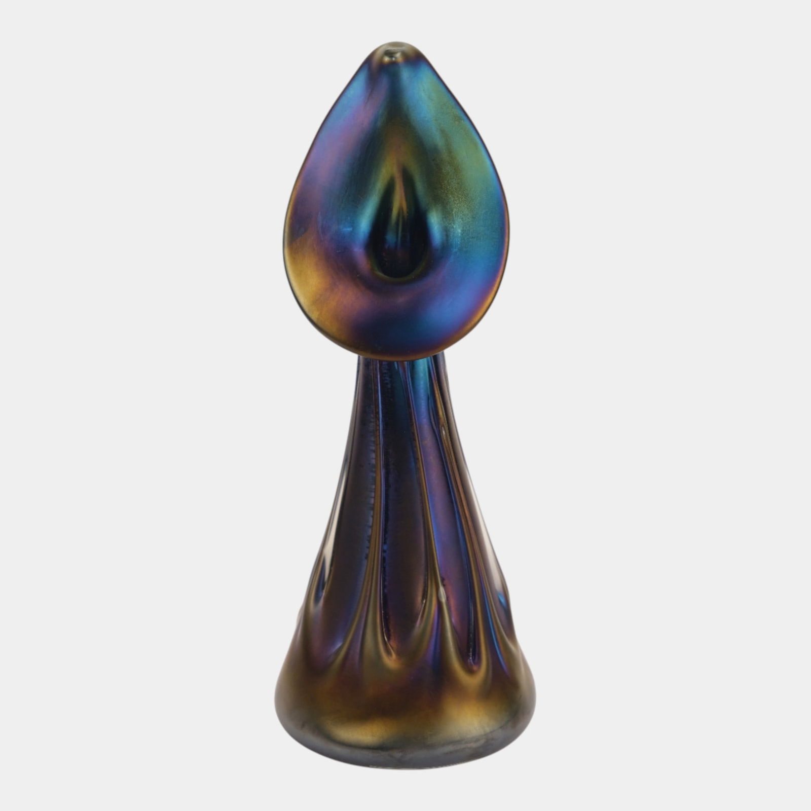 Herb A. Thomas Studio Iridescent Purple Green Art Glass Jack In The Pulpit Vase (1 of 3)