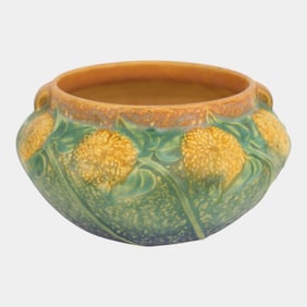 Roseville Sunflower 1930 Vintage Arts And Crafts Pottery Ceramic Bowl 208-5