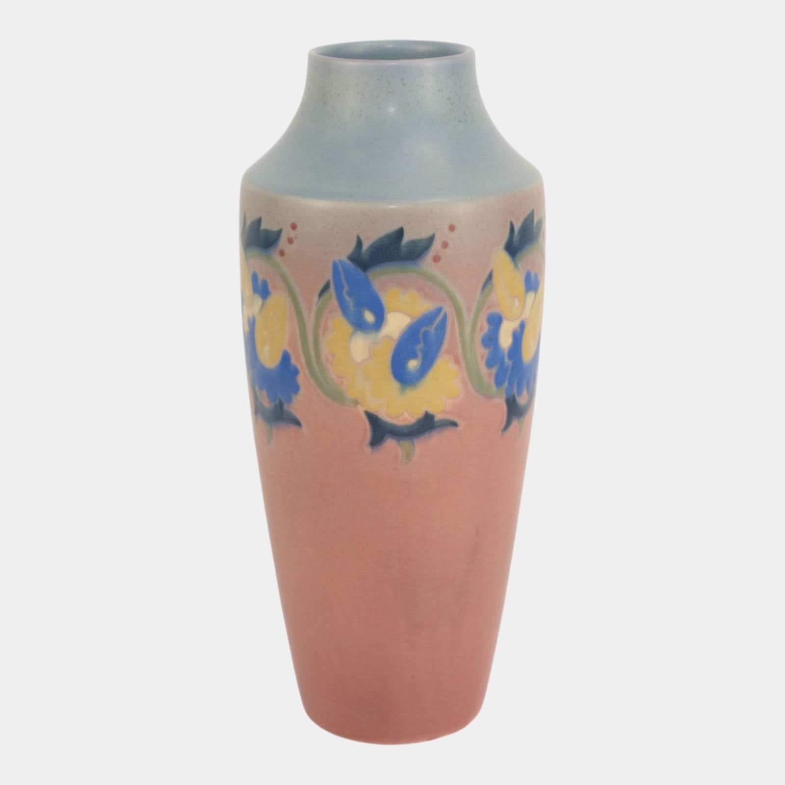 Rookwood Pottery 1916 Blue Pink Vellum Floral Sprays Banded Vase 946 Conant: We offer in house shipping on all items. Plus spend $2000 on winning bids on qualified items and your shipping is free. Rookwood Pottery 1916 Blue Pink Vellum Floral Sprays Banded Vase 946 Conant Roo