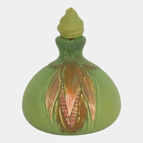 Rookwood Pottery 1905 Matte Green Carved Corn Jug & Stopper 889C Fechheimer