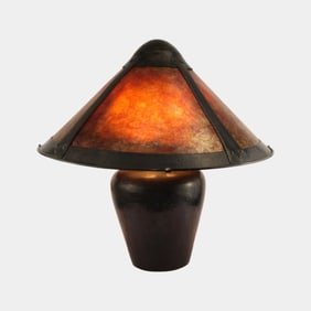Mica Lamp Co. Arts And Crafts Copper Table Lamp with Mica Shade