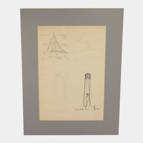 Louise Bauer (American, 1914-2008) Minimalist Architectural Sketches