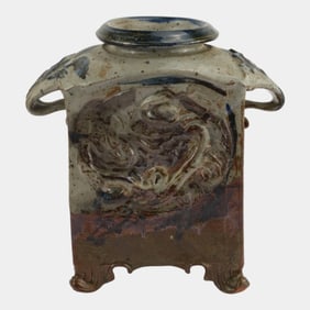 John Glick (1938-2017) Plum Tree Pottery Unique Sculpted Abstract Handled Vessel