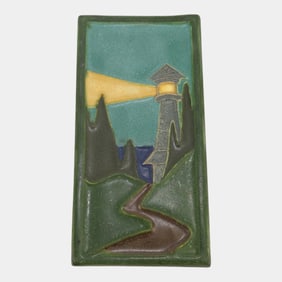 Ephraim 2004 Arts And Crafts Night Watchman Lighthouse Art Pottery Tile