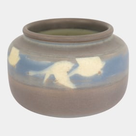 Rookwood Pottery 1909 Taupe With Blue Band Of Geese Cabinet Vase 962 Diers