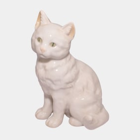 Hutschenreuther Selb Germany Mid 20th Century White Porcelain Cat Figurine
