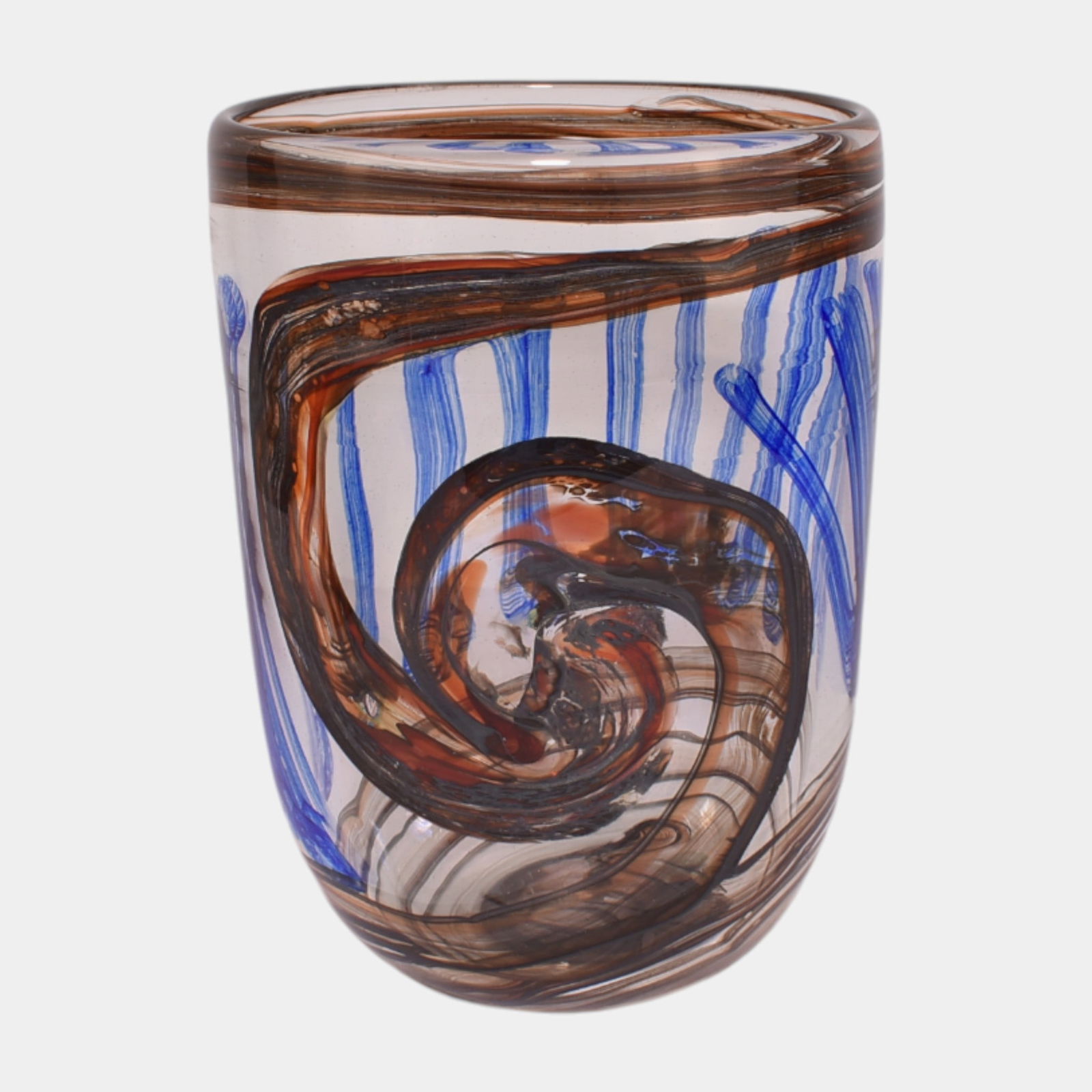 Herb Babcock 1976 MCM Studio Art Glass Hand Blown Abstract Ribbon Pull Vase (1 of 4)