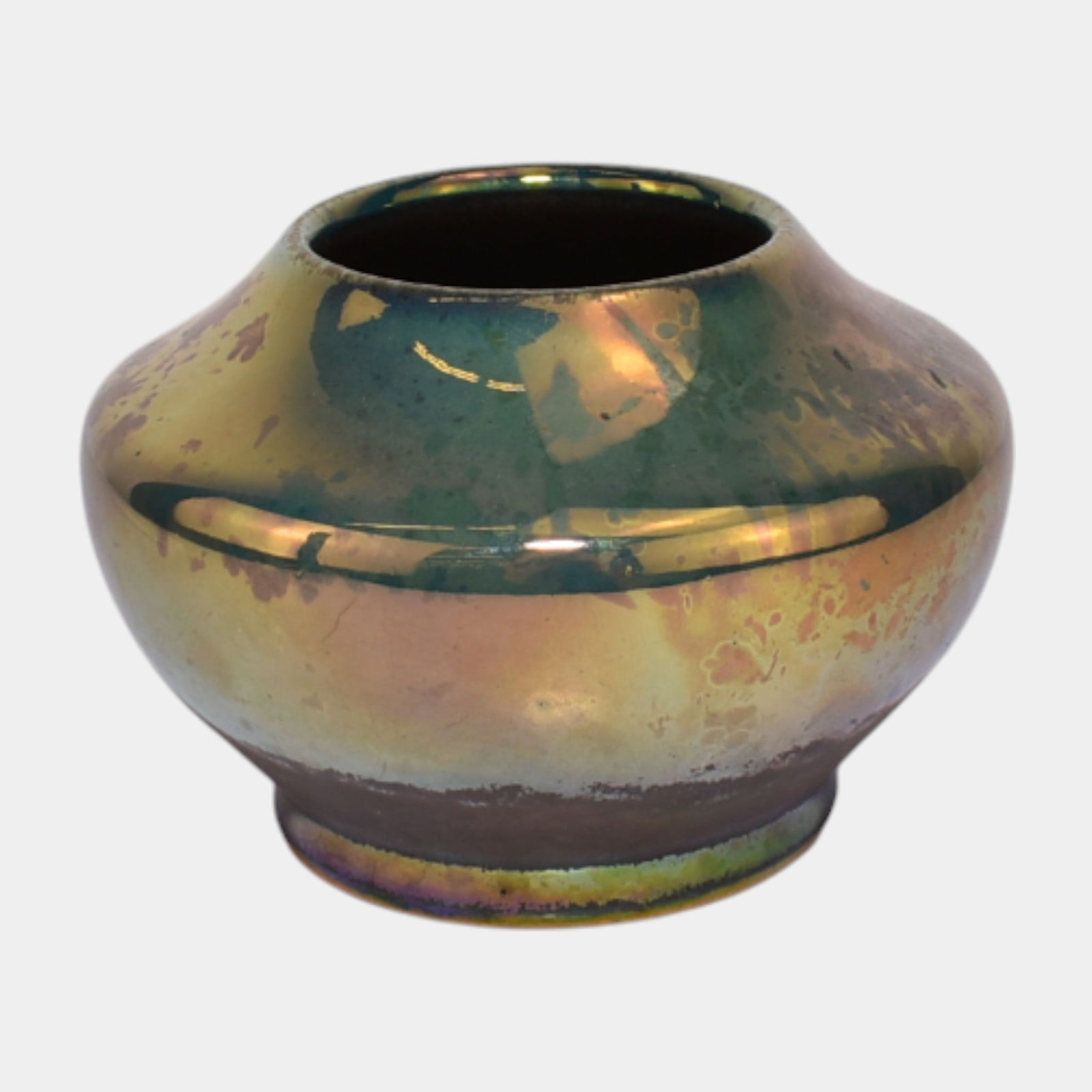 Pewabic Detroit 2011 Artist Signed Gold Green Iridescent Art Deco Cabinet Vase (1 of 3)