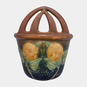 Roseville Sunflower 1930 Vintage Arts and Crafts Pottery Wall Pocket 1265-7